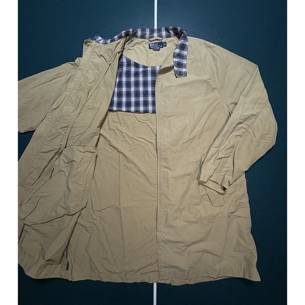 Vintage Ralph Lauren Polo Trench Coat Jacket Mens XL Beige Plaid‎ Collar 90s